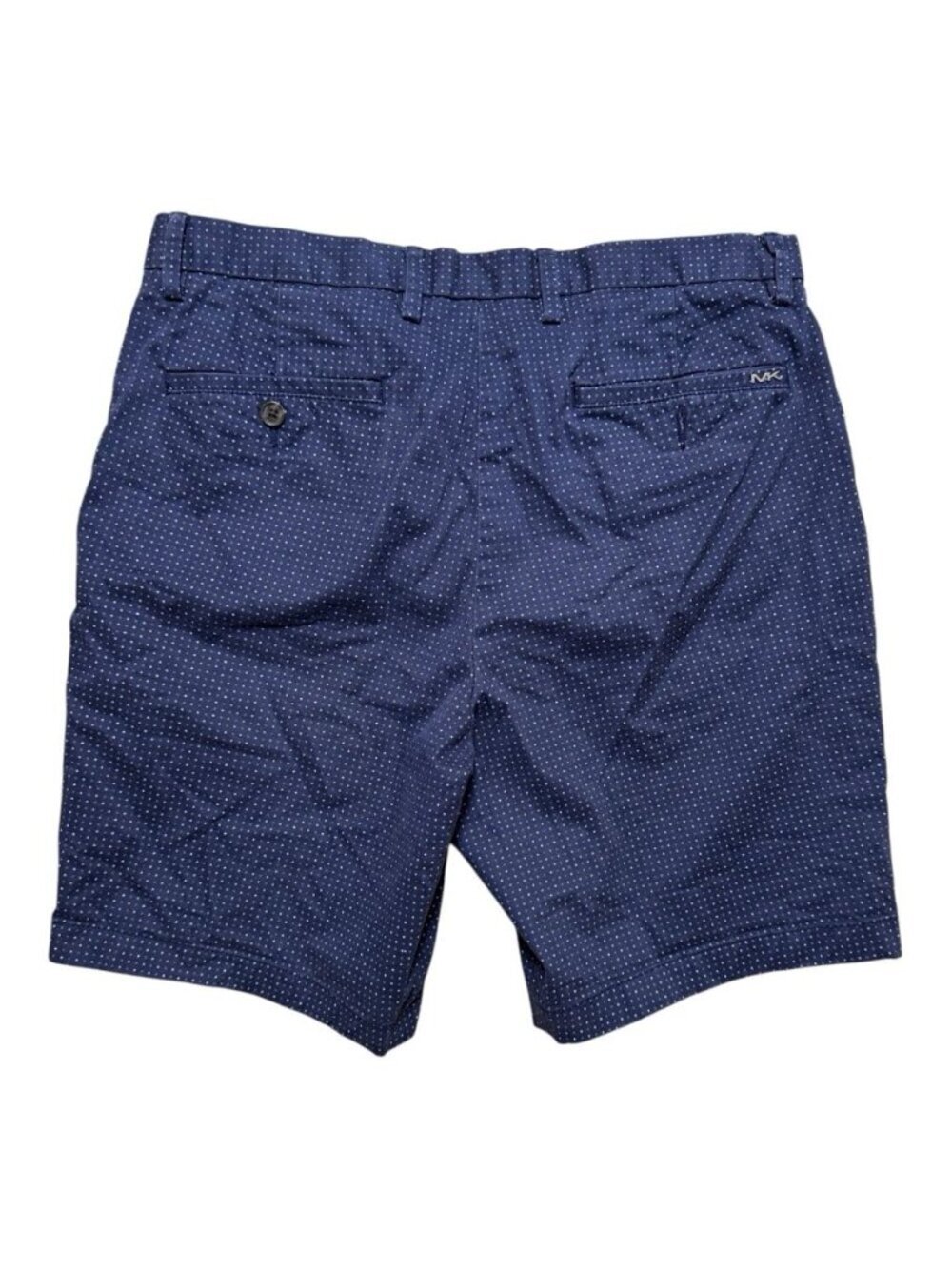 Michael Kors Men’s Navy Polka Dot Chino Shorts Size 32 Flat Front Stretch - Picture 2 of 5